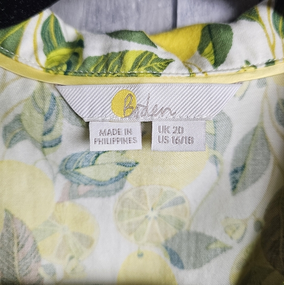 Boden Short Sleeve Pyjama Shirt - Lemon Vine 16/18 - Picture 7 of 11